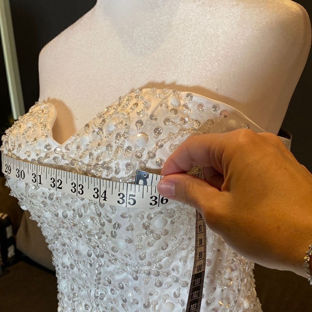 Women’s Wedding Dress Sweetheart Neckline Corset Back Ruffle Skirt Size S - Picture 10 of 12
